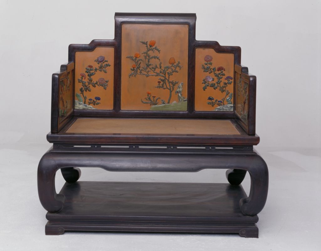 图片[1]-Red sandalwood treasure inlaid with chrysanthemum flower pattern throne-China Archive